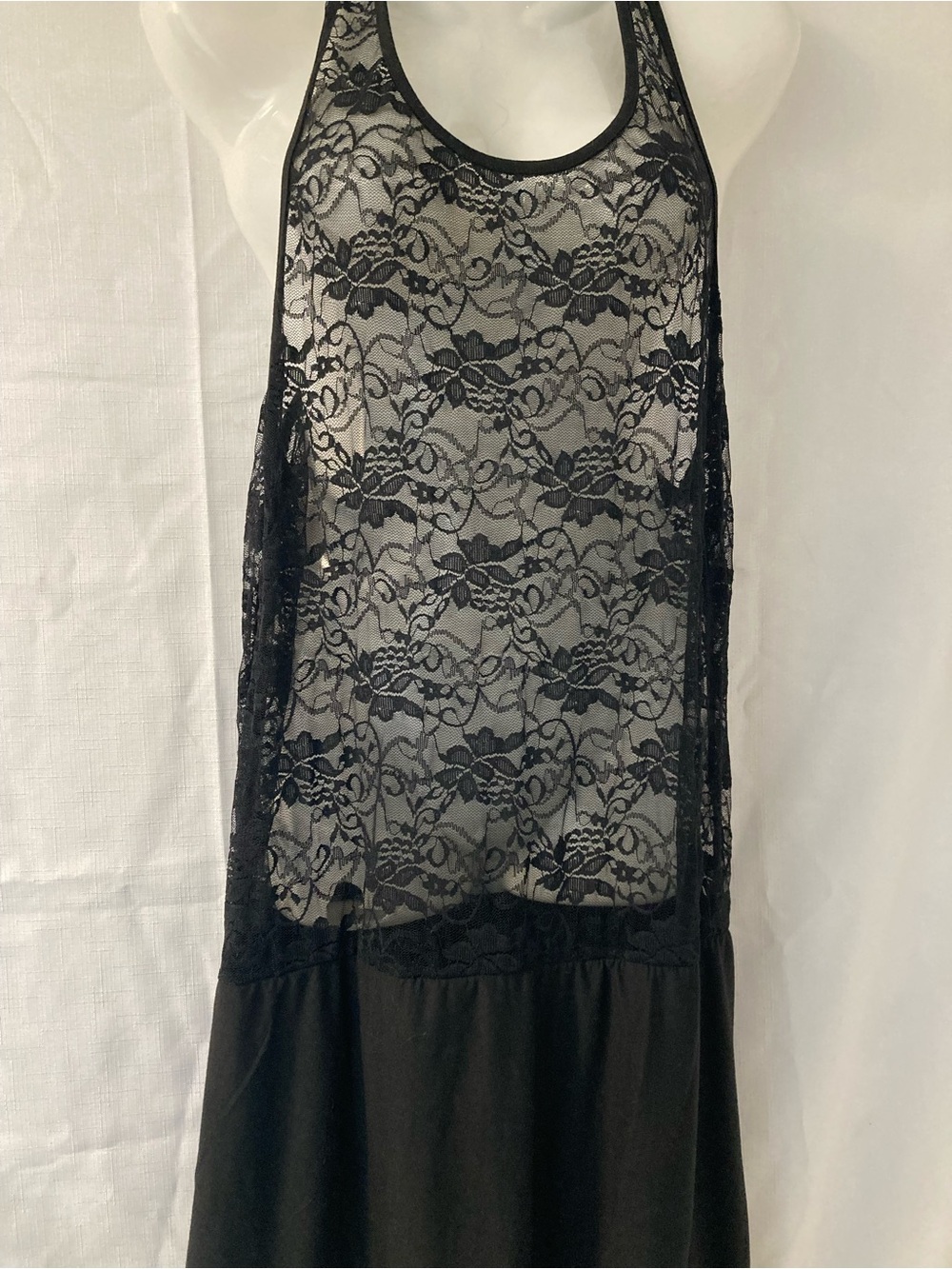Black Sheer Floral Lace Sleeveless Midi Dress Goth Size XL